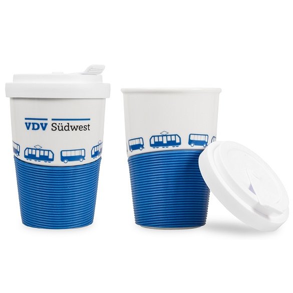 Porzellan-Kaffeebecher mit Werbeaufdruck