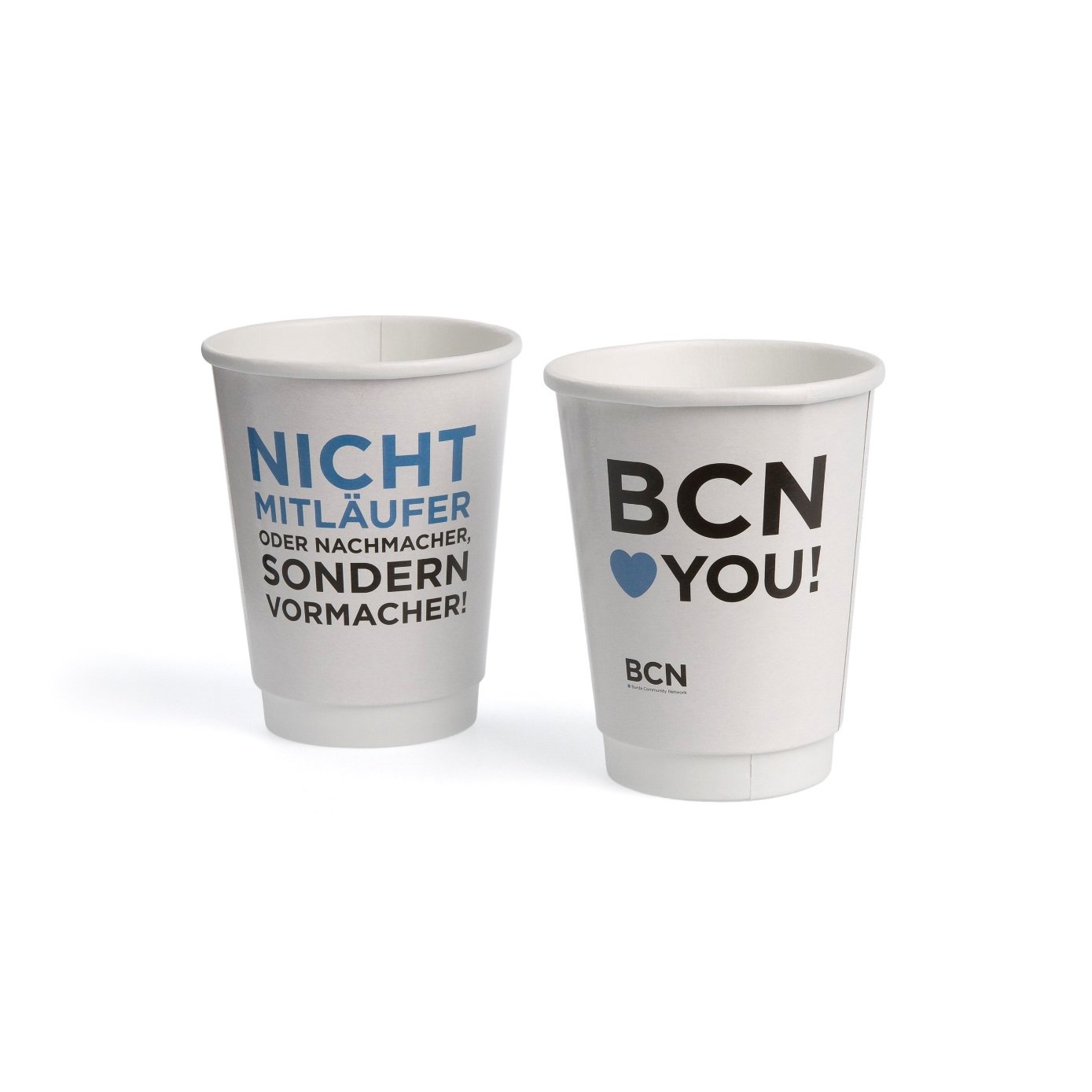 Coffee-to-Go Pappbecher doppelwandig 4-farbig bedruckt für Burda Communication, Offenburg