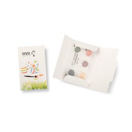 Osterwerbemittel Eierfarben im Werbemäppchen bedruckt