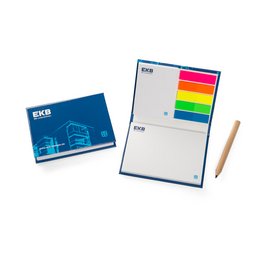 Werbe- Kombi-Set im Bookcover mit Haftnotizen und Folienmarker, individuell bedruckt