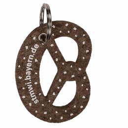 Werbemittel Brezen-Filz-Schlüsselanhänger aus Woll-Filz mit bedrucktem Logo, Made in Bayern