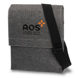 Marke Halfar: stylische, bestickte CrossBag Umhängetassche aus Filz aus für AOS Akustik Office Systeme GmbH