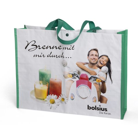 cooles Design Vollflächig und umlaufend bedruckbare PP Woven Tasche, große Werbepräsenz
