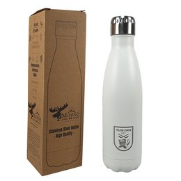 Doppelwandige Thermos-Trinkflasche in weiß mit  Logo-Lasergravur