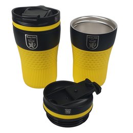 Coffee-to-go Becher aus Edelstahl mit Firmenlogo lasergraviert