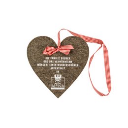 Türhänger Wollfilz Herzform individuell bedruckt oder bestickt