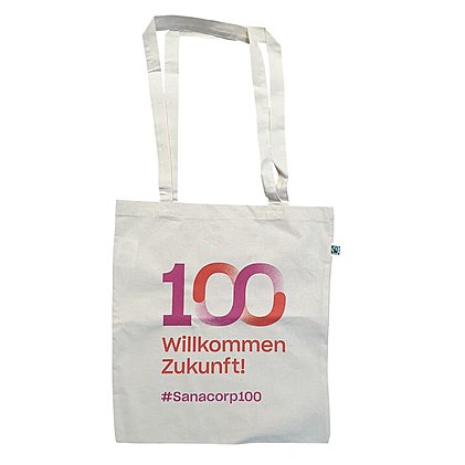 Werbetasche aus 100 % Baumwolle mit langen Tragehenkeln individuell bedruckt