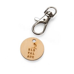 Werbe-Einkaufswagenchip aus FSCE zertifzierten Holz mit Logogravur