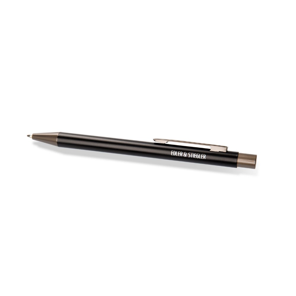 Eleganter Metall-Druckkugelschreiber Straight M mit Logogravur für Edler &amp; Stiegler Consulting