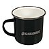 Emaille-Becher mit Werbung bedruckt in schwarz