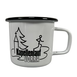 Werbe Emaille-Kaffee Becher aus Metall bedruckt