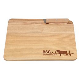 Messerbrett aus Eschenholz, Speckmesser, individuellem Einbrand