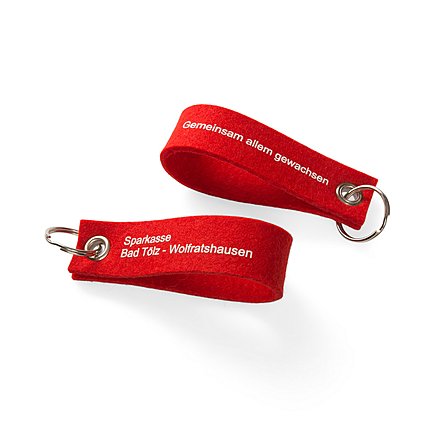 Filz-Schlüsselanhänger bedruckt aus wollfilz in rot