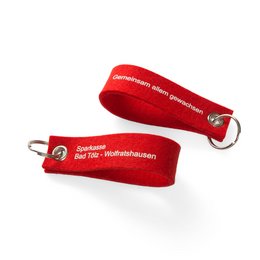 Filz-Schlüsselanhänger bedruckt aus wollfilz in rot