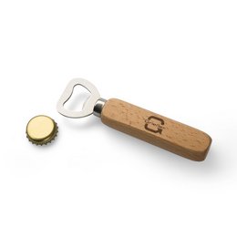 Flaschenöffner mit individueller Lasergravur, Buchenholzgriff