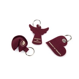 Formgestanzte Filz-Schlüsselanhänger mit Firmenlogo bedruckt für Wohnstift am Tiergarten