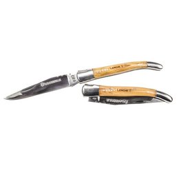 hochwertiges Taschenmesser mit Holgriff aus Olivenholz und Lasergravur als Weihnachts- oder Jubiläumsgeschenk