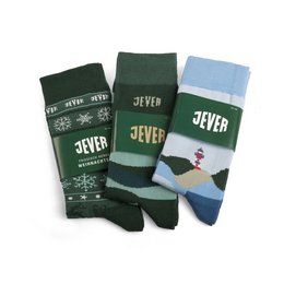 Werbe-Freizeitsocken für Jever Friesisches Brauhaus mit Winter- und Weihnachts-Motiv