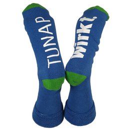 Werbe-Kuschelsocken mit Anti-Rutsch Druck auf der Sohle