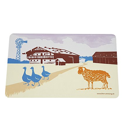 Schöne Bauernhof-Motive auf Frühstücksbrettchen gedruckt