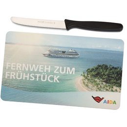 Frühstücksbrettchen mit Werbemotiv