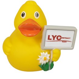 Bade-Ente mit Ortsschild individuell bedruckt mit Logo