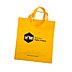 Gelbe und bedruckte Logo-Tasche aus Baumwolle mit Werbe-Druck.