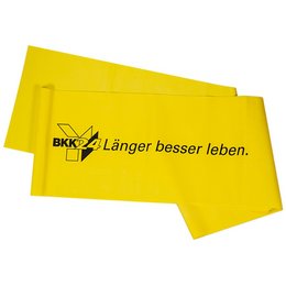 Logo-Gymnastikband aus Latex individuell bedruckt für Krankenkasse BKK24