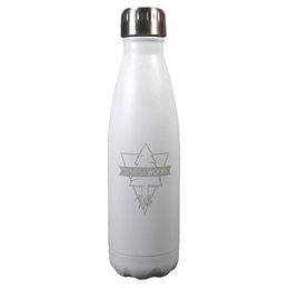 Der Topseller: Premium Mehrweg-Metall Trinkflasche zertifiziert: Edelstahl Logo-Thermos-Trinkflasche MOOSE, in weiß oder schwarz sofort lieferbar, pulverbeschichtet mit doppelwandiger Vakuumisolierung und Werbe-Lasergravur für Simplewood