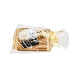 Geschenk-Set mit Bambusbrett, Messer und Christstollen für Weihnachten