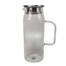 Glaskaraffe mit 1,5 Liter Logo-Lasergravur auf Edelstahldeckel