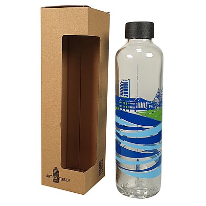 Werbe-Trinkflasche aus Glas, vollflächig bedruckbar