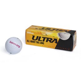 Golfball-Dreier-Set Ultra Ultimate Distance von Wilson mit Firmenlogo bedruckt
