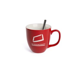 Großer Kaffeebecher aus Porzellan mit individueller Gravur als Werbemittel