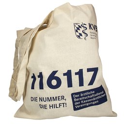 bedruckte, nachhaltige wiederverwendbare Werbe-Baumwolltasche für den KVB in der Farbe Natur