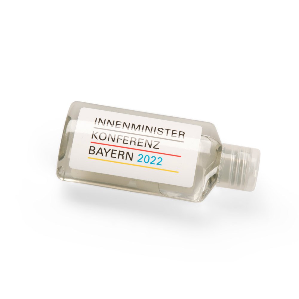 Hände-Desinfektionsgel 50 ml mit  bedruckten Werbe-Label