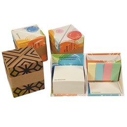 Hardcover-Notizwürfel aus Recyclingpapier mit Werbedruck