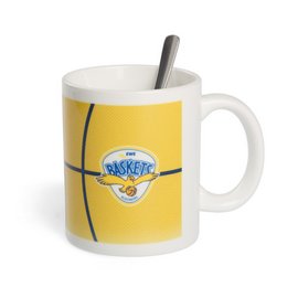 Die typische Bürotasse, stoßfest, handlich und umlaufend mit Werbung bedruckbar