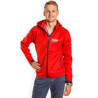 Herren-Softshell-Jacke Ontario mit Textilpatch als Werbeartikel