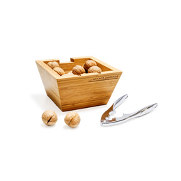 Hochwertige Bambusschale mit Lasergravur und Nussknacker für INTACT.COMPCO