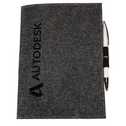 Umschlag aus Filzmaterial, für Notizbücher und lose Unterlagen, individuell mit Firmenlogo bestickt