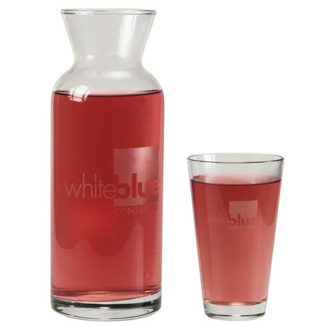 Hochwertige Gläser und Karaffen aus Glas mit Ätzung als Werbemittel