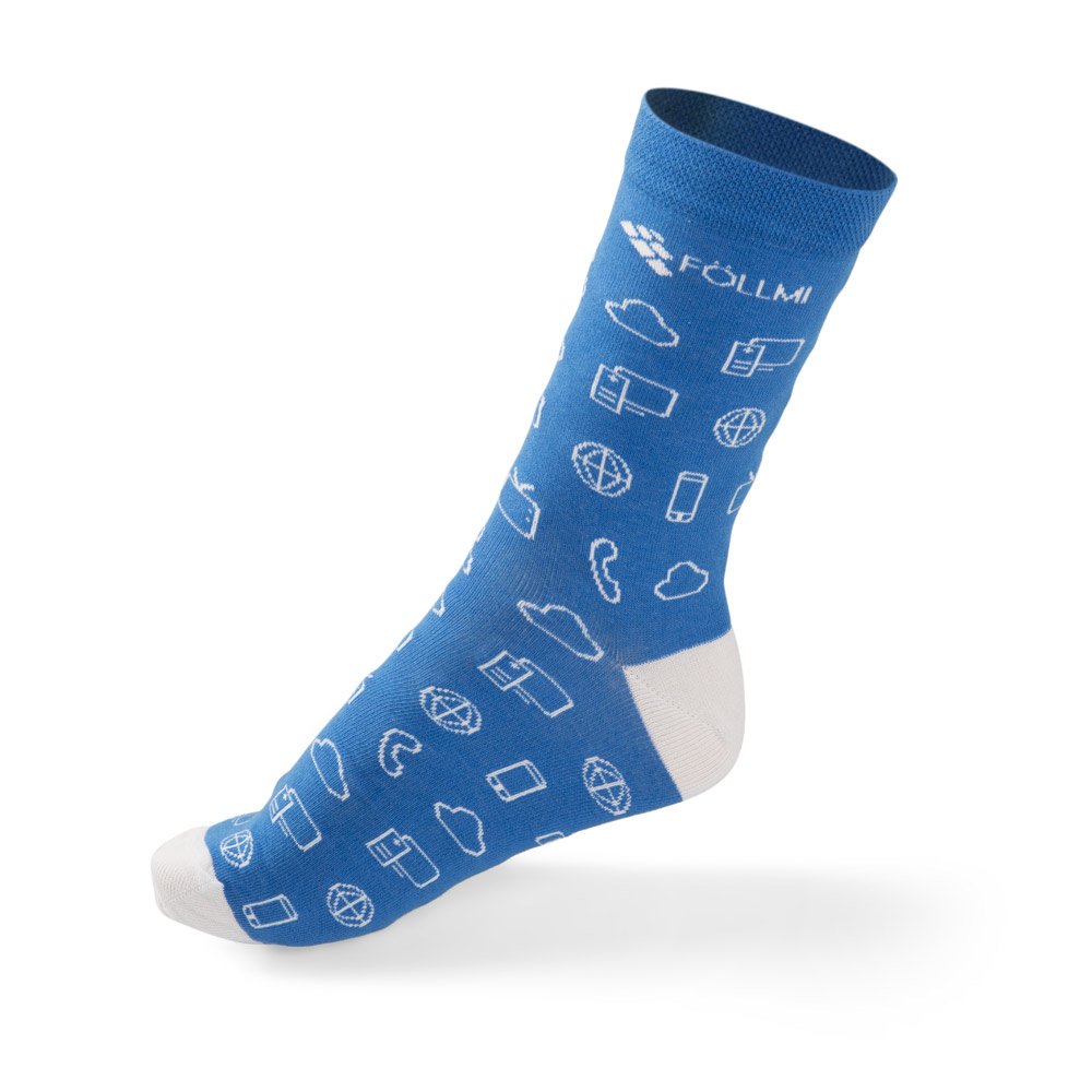 Logo-Socken mit Streueinwebung von Logos oder Symbolen, in spezifischen Firmendesign 