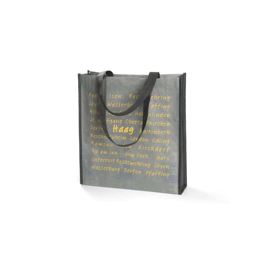 Hochwertige Non-Woven-Tasche mit indivduellen Werbedruck für Schuh Josef Sax