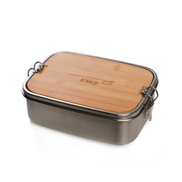 Werbe-Lunchbox Elegance aus metall und Bambusbrett
