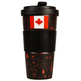 Hochwertiger Coffee to go Becher Porzellan XXL als Werbeartikel für Stadttourismus Motiv Kanada