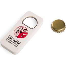 Hochwertiger Flaschenöffner aus Kunststoff inklusive Siebdruck als Streuartikel