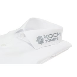 Hochwertiger Kragenstick: Logo auf weißen Eterna Marken-Business-Herrenhemd 