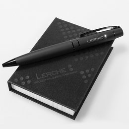 Geschenkeset mit Werbung: Kugelschreiber VIP Gum mit passendem Notizbuch