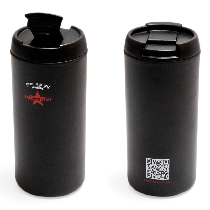 Praktischer Coffee to go Becher im edlen Design mit individuellem Tampondruck